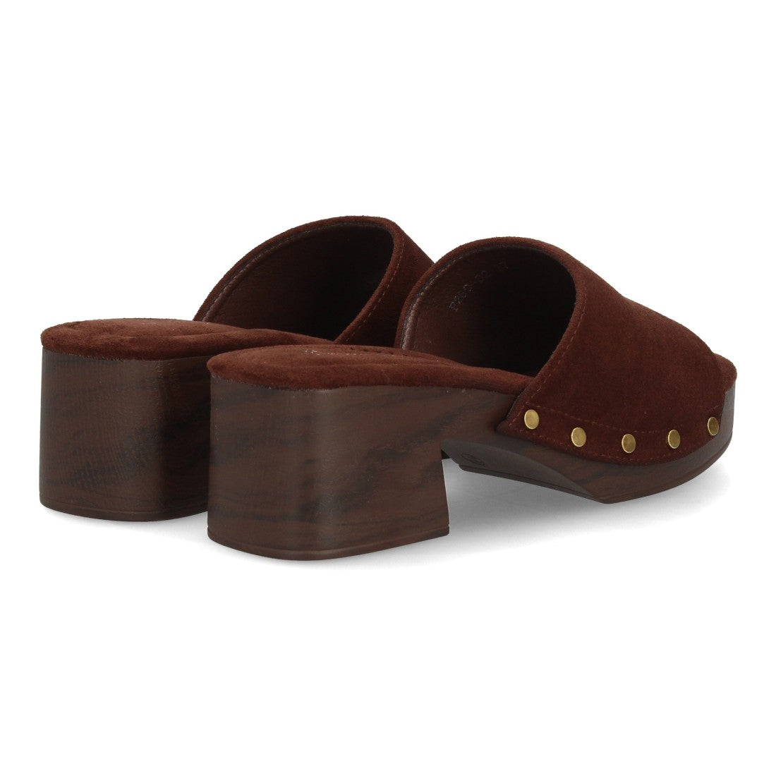Zueco marrón tacón madera mujer