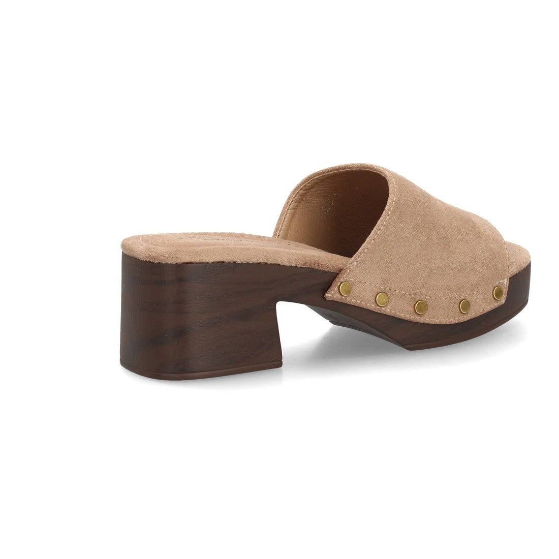 Zueco kaki tacón ancho madera mujer
