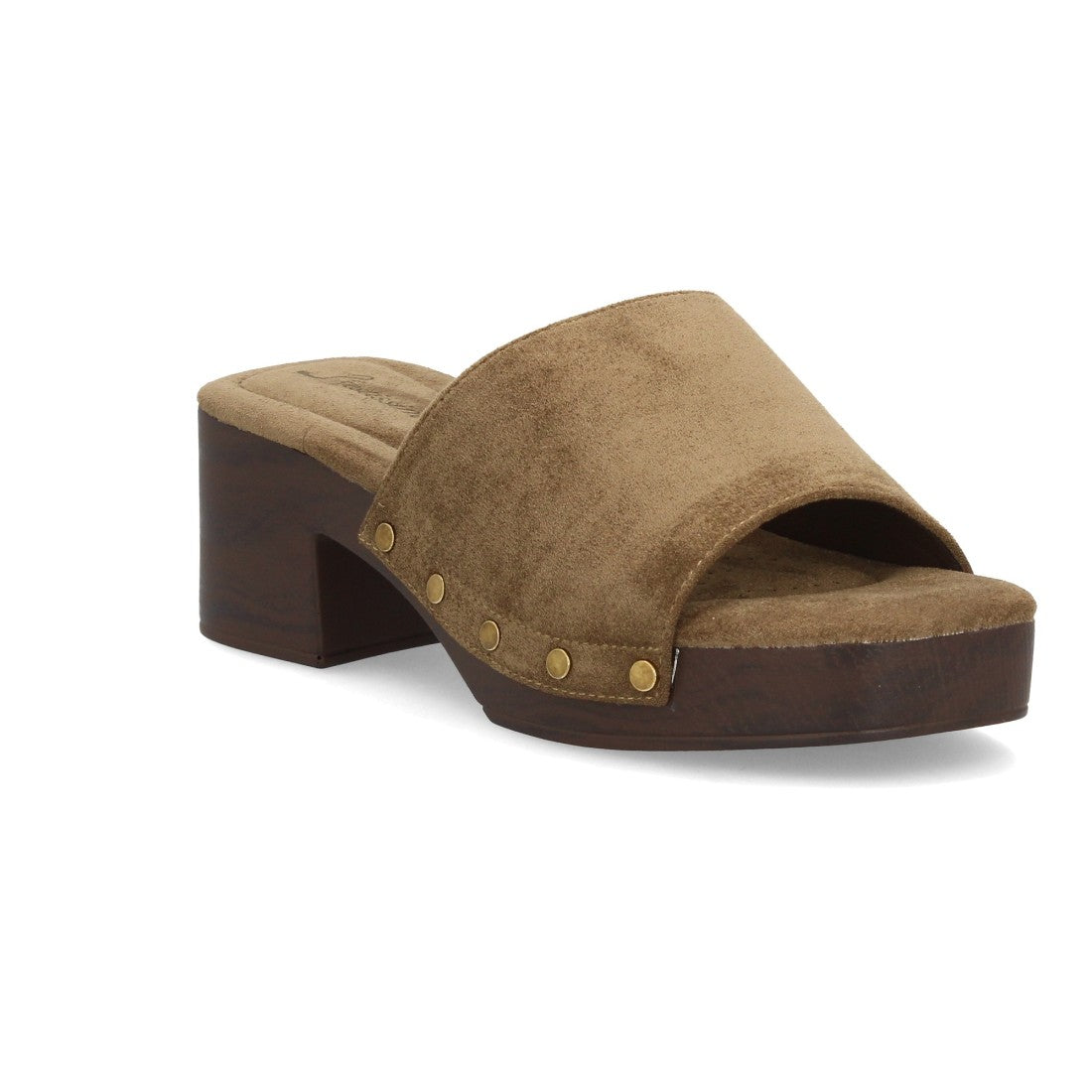 Zueco verde tacón madera mujer