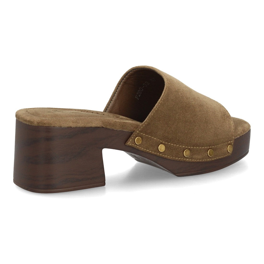 Zueco verde tacón madera mujer
