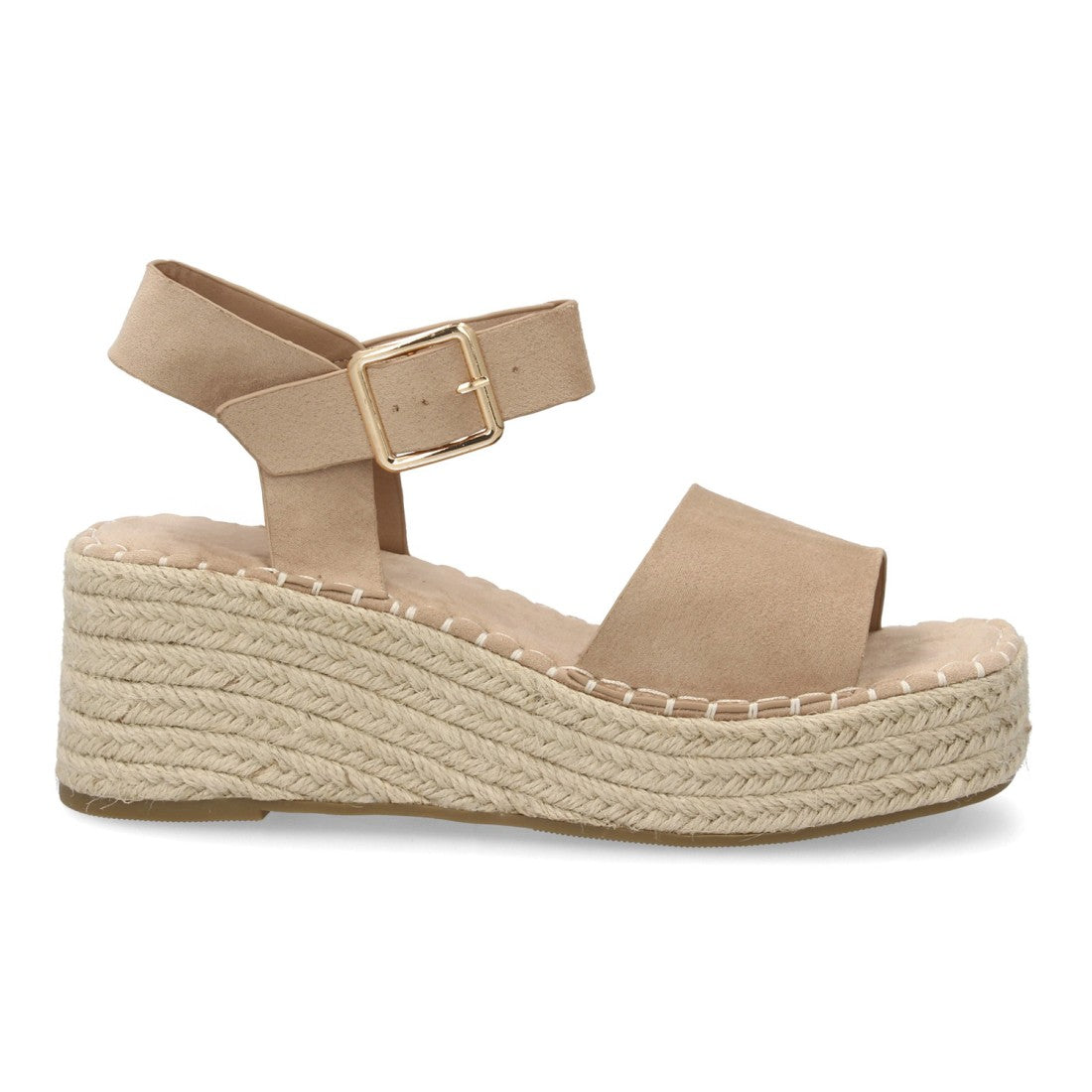 sandalia cuña beige yute acolchada mujer