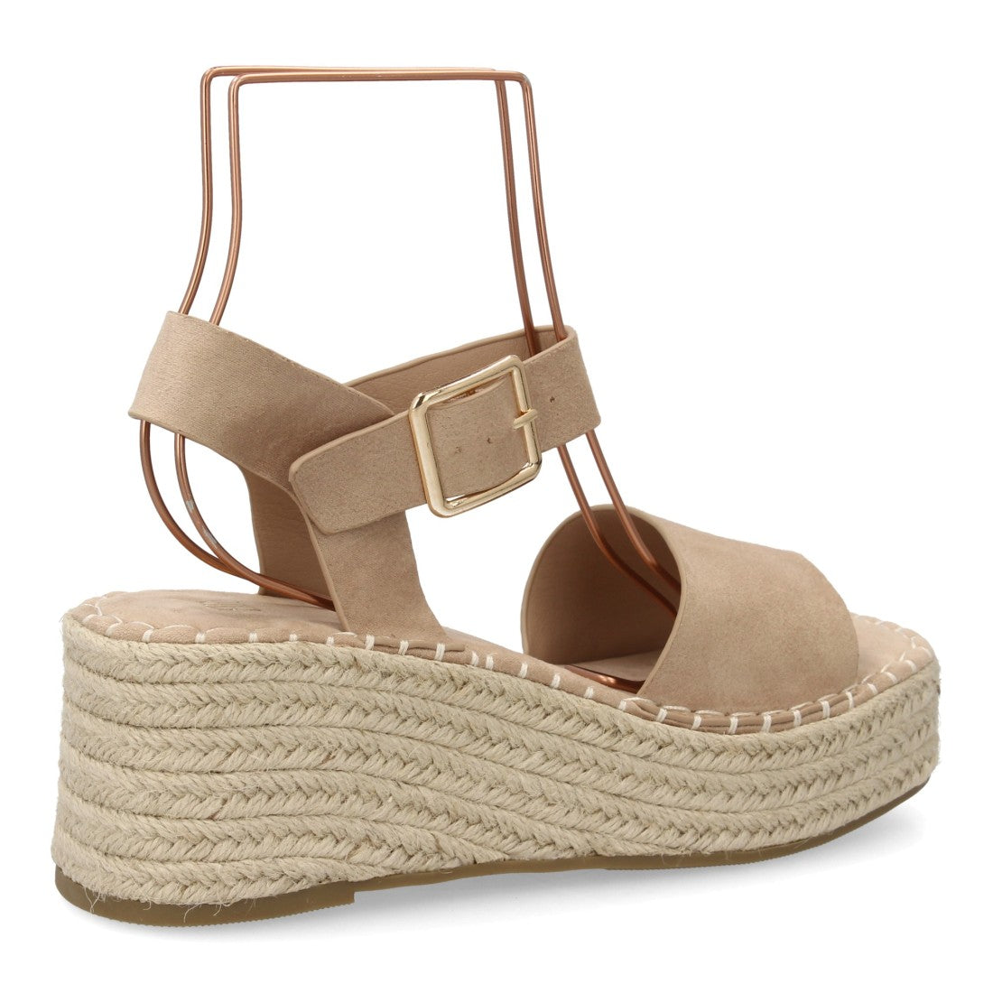sandalia cuña beige yute acolchada mujer