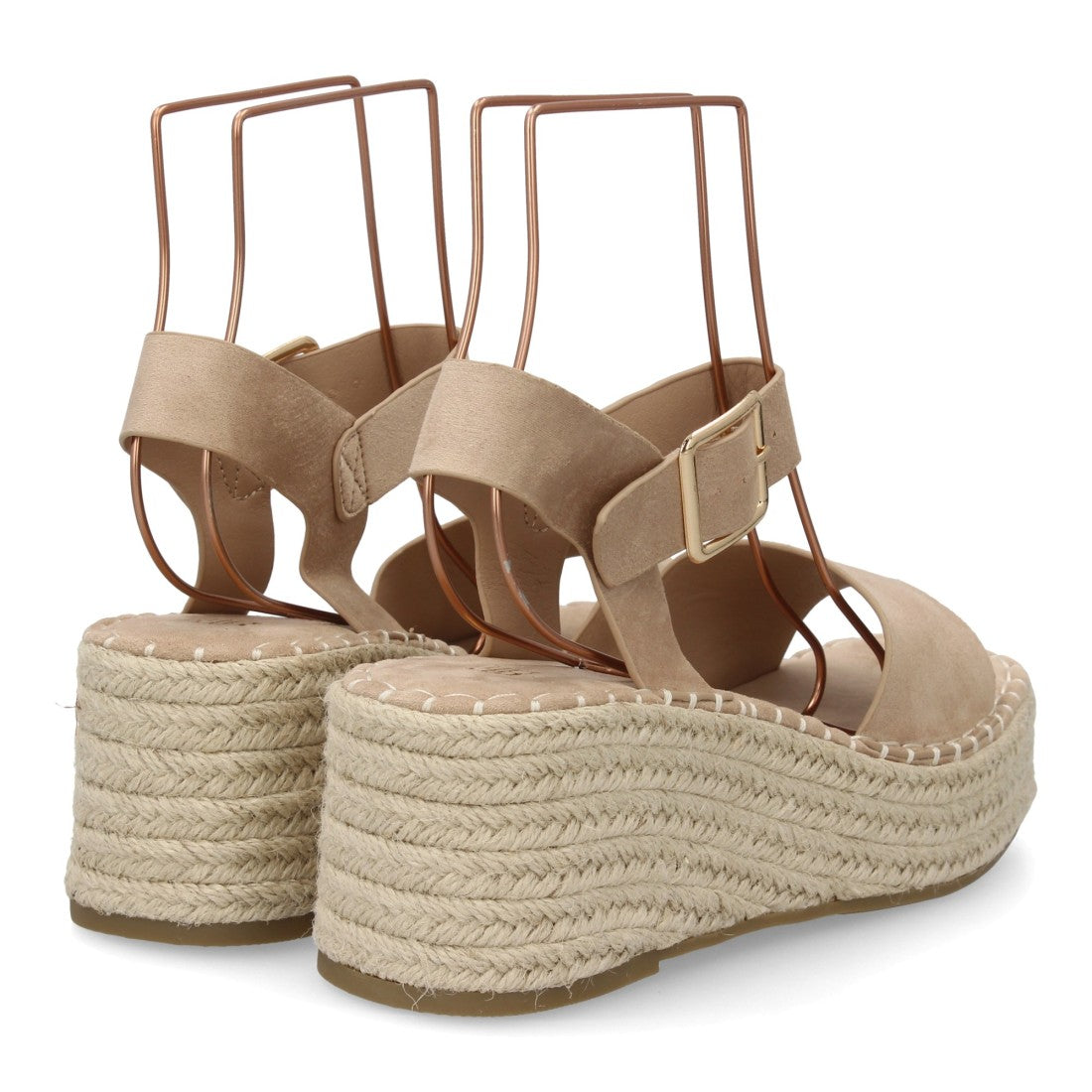 sandalia cuña beige yute acolchada mujer