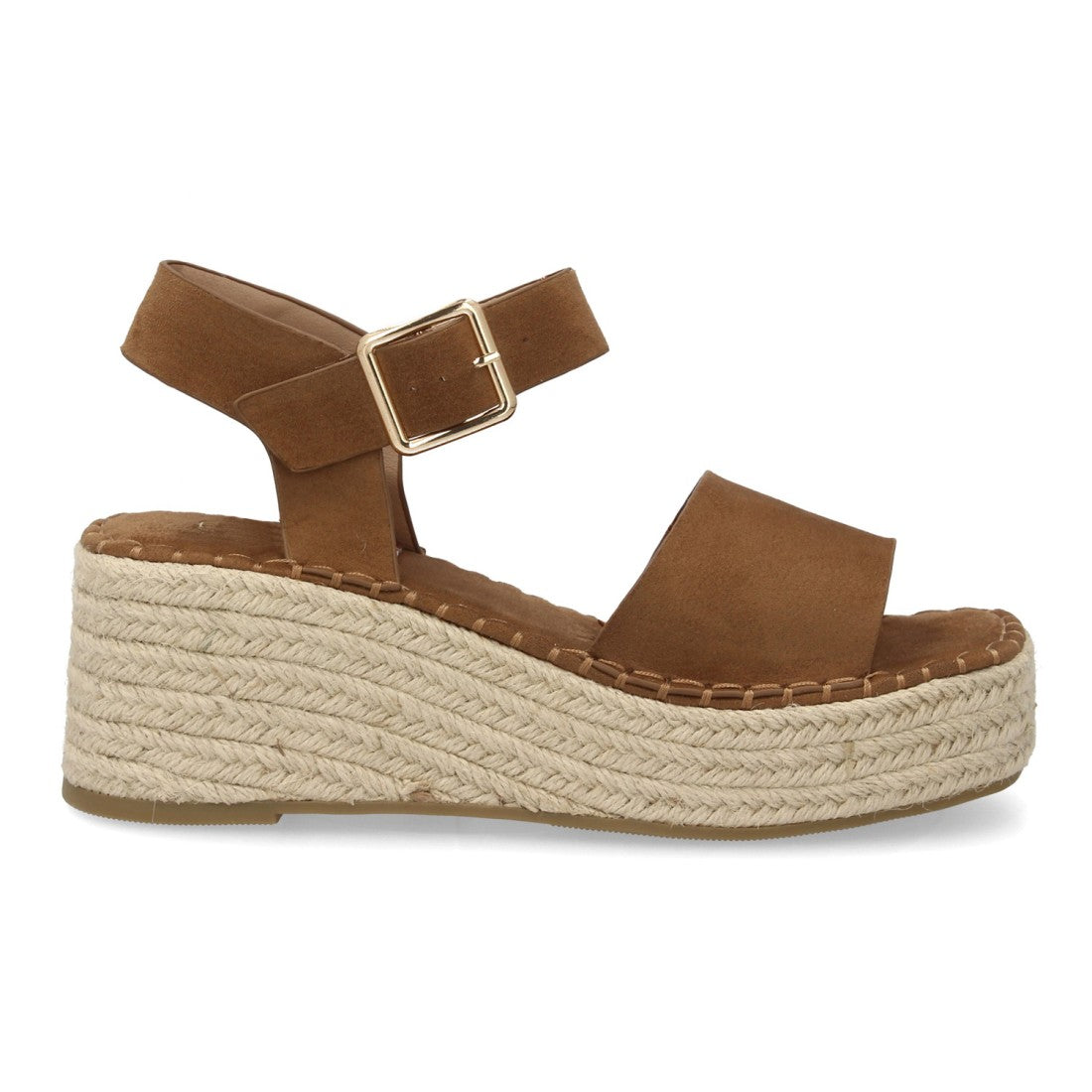 sandalia cuña camel yute acolchada mujer