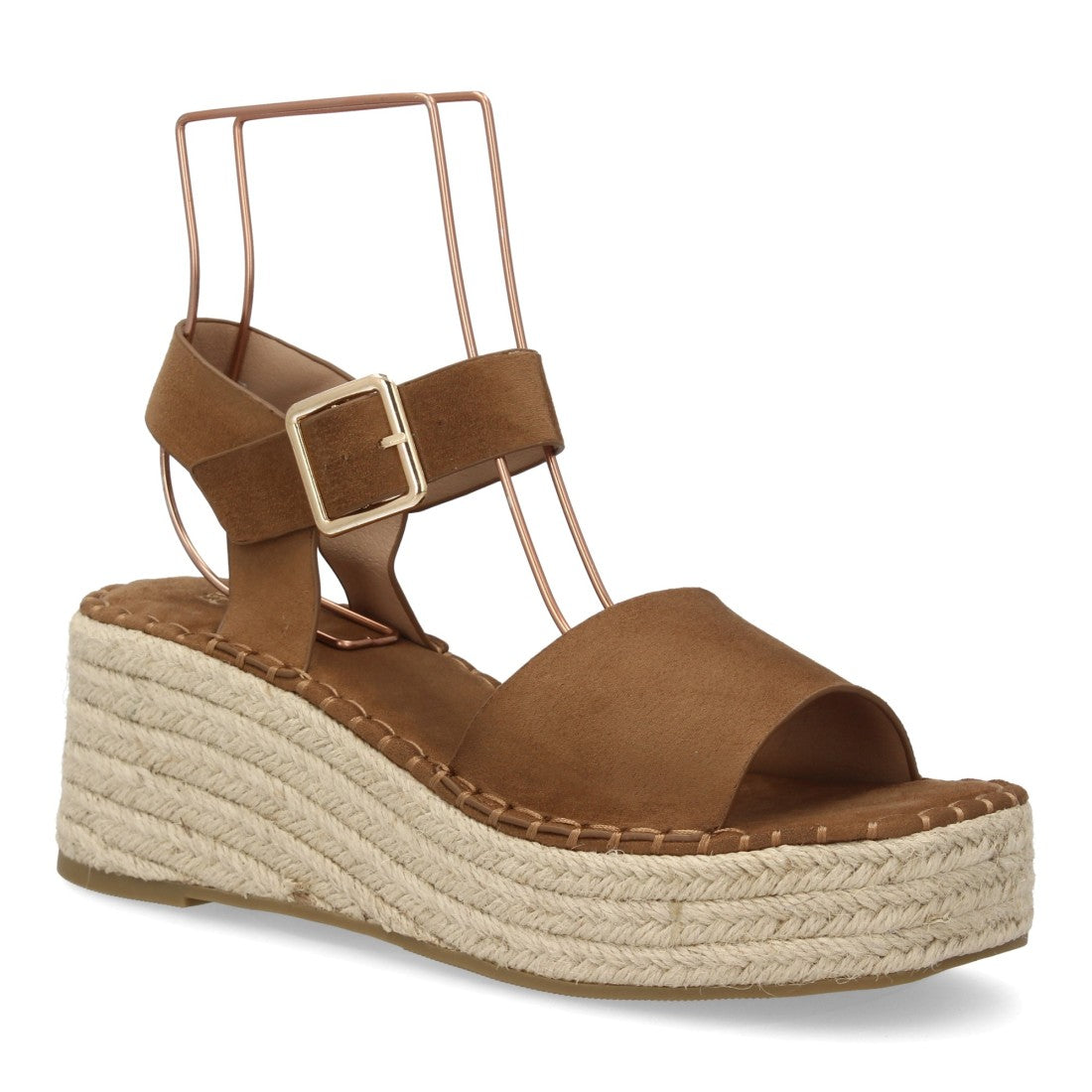 sandalia cuña camel yute acolchada mujer