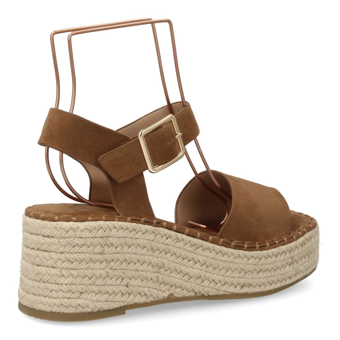 sandalia cuña camel yute acolchada mujer