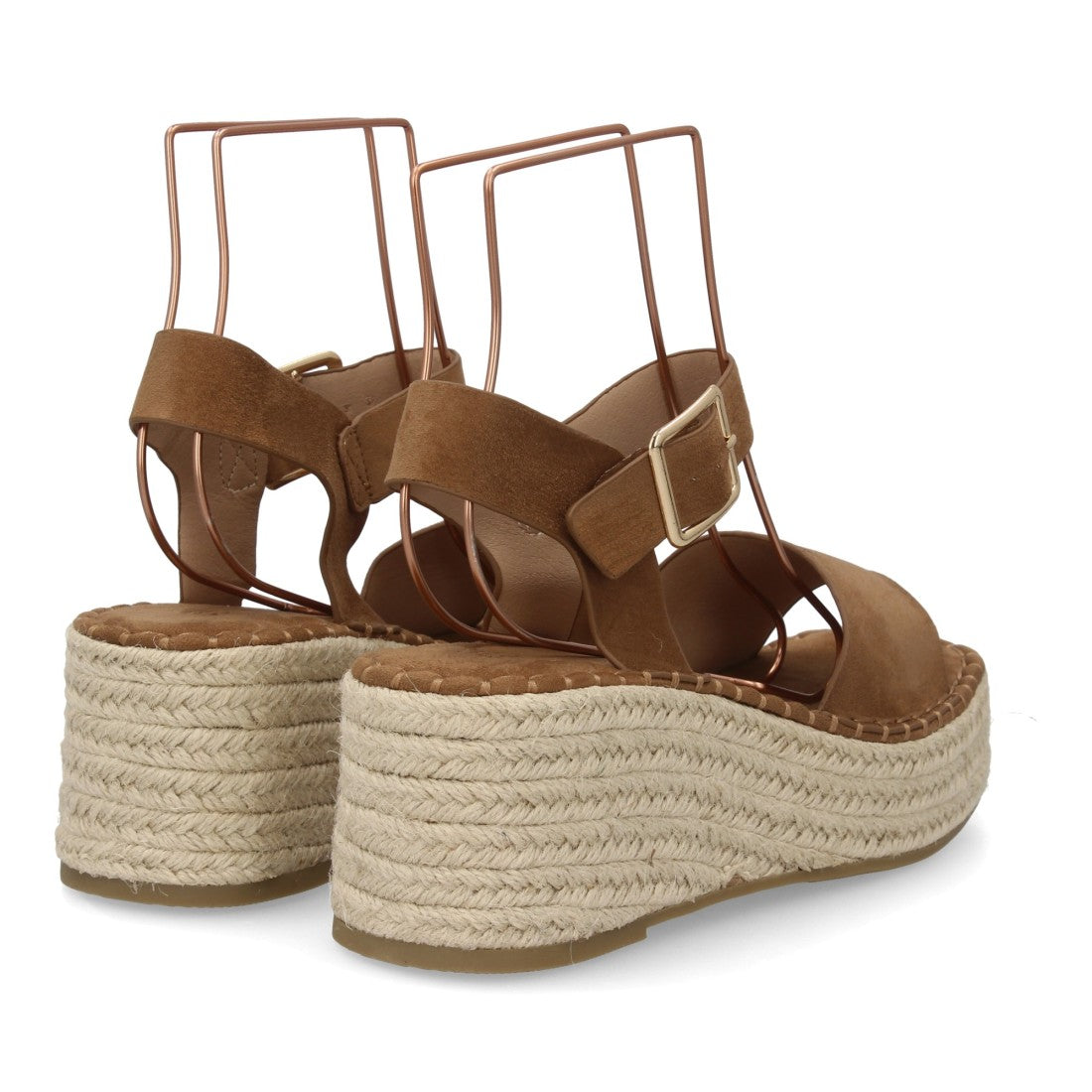 sandalia cuña camel yute acolchada mujer