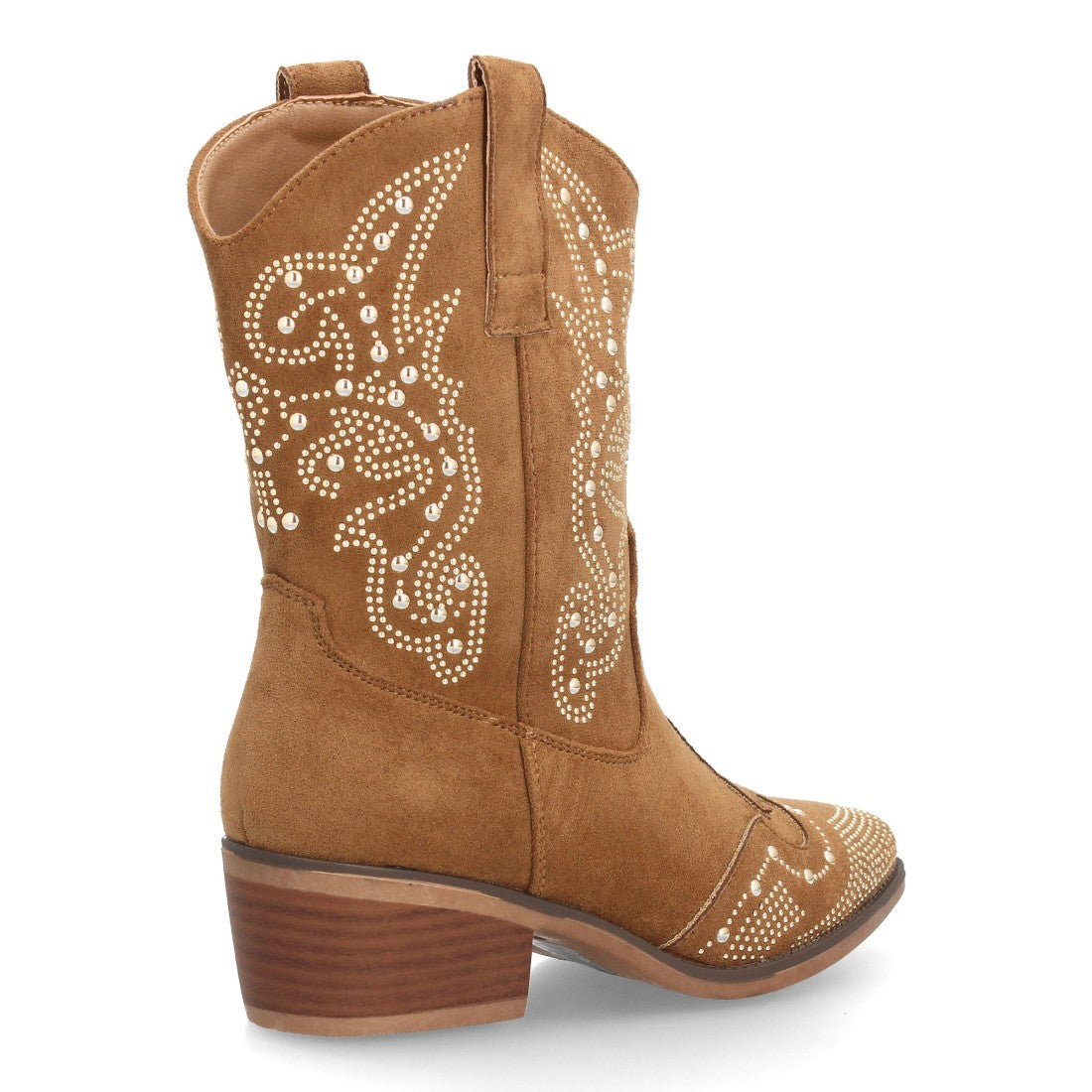 Botines Elegantes De Tacón Ancho Y Acabado Suave Para Mujer Color Camel en vista principal para mujer