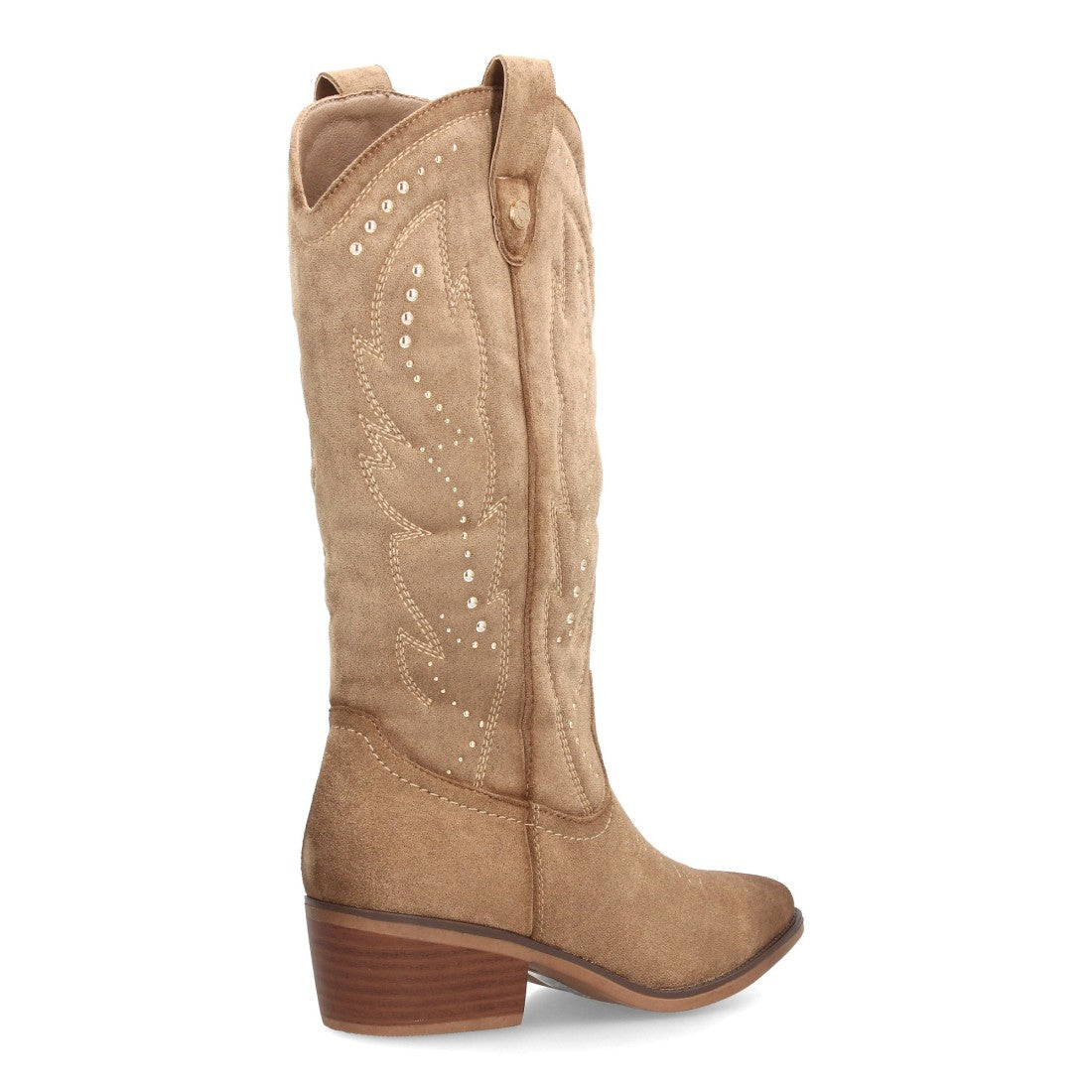 Botines Elegantes De Tacón Ancho Y Acabado Suave Para Mujer Color Kaki en vista principal para mujer