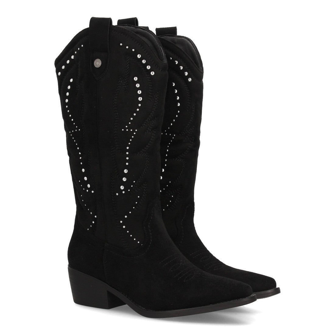 Botines Elegantes De Tacón Ancho Y Acabado Suave Para Mujer Color Negro en vista principal para mujer