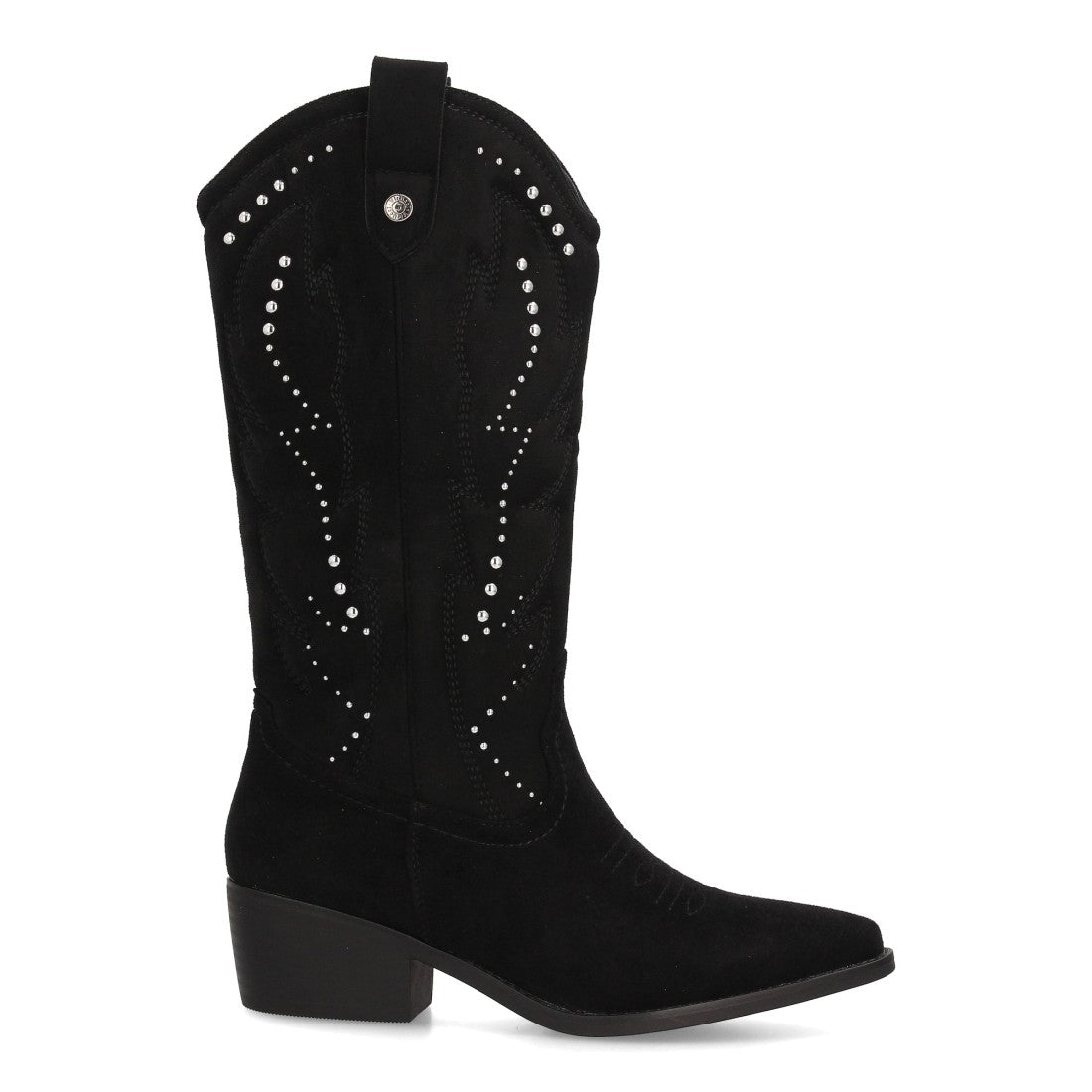Botines Elegantes De Tacón Ancho Y Acabado Suave Para Mujer Color Negro en vista principal para mujer