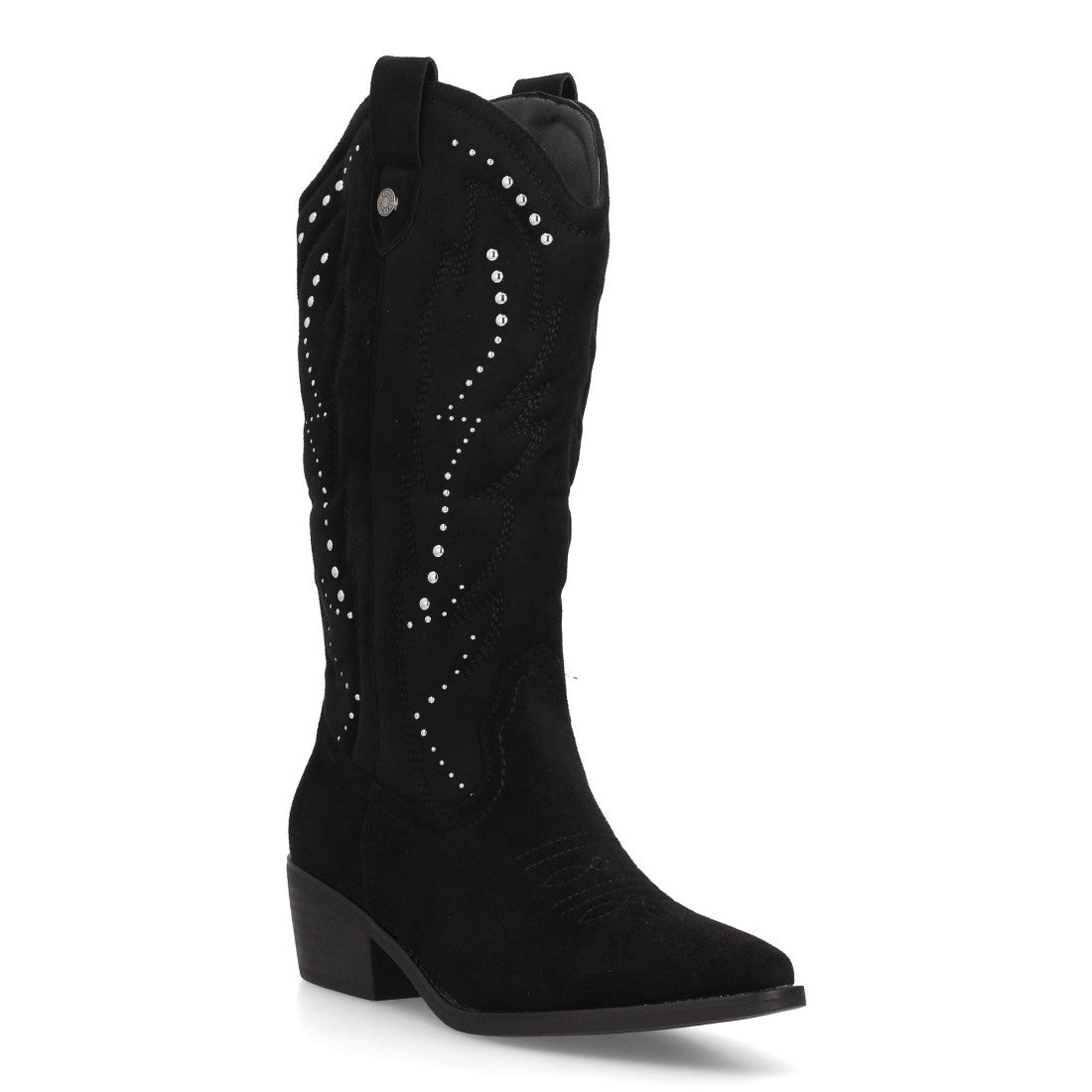 Botines Elegantes De Tacón Ancho Y Acabado Suave Para Mujer Color Negro en vista principal para mujer