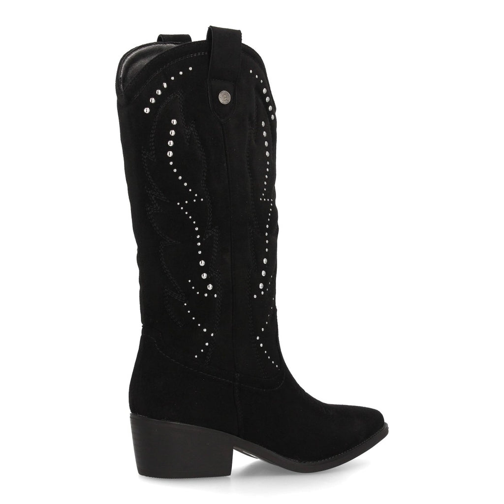 Botines Elegantes De Tacón Ancho Y Acabado Suave Para Mujer Color Negro en vista principal para mujer