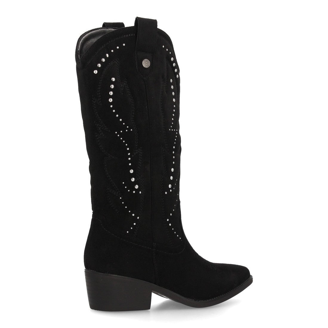 Botines Elegantes De Tacón Ancho Y Acabado Suave Para Mujer Color Negro en vista principal para mujer
