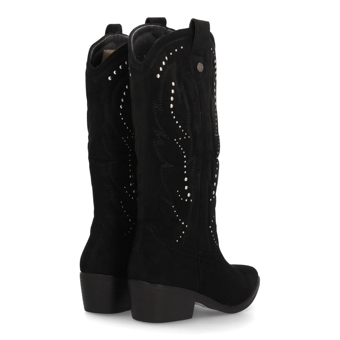 Botines Elegantes De Tacón Ancho Y Acabado Suave Para Mujer Color Negro en vista principal para mujer