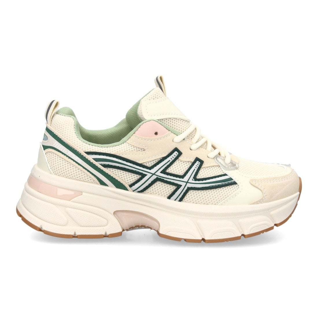 Zapatillas Deportivas Estilizadas Con Plataforma Ligera Y Cordones Para Mujer Color Verde en vista principal para mujer