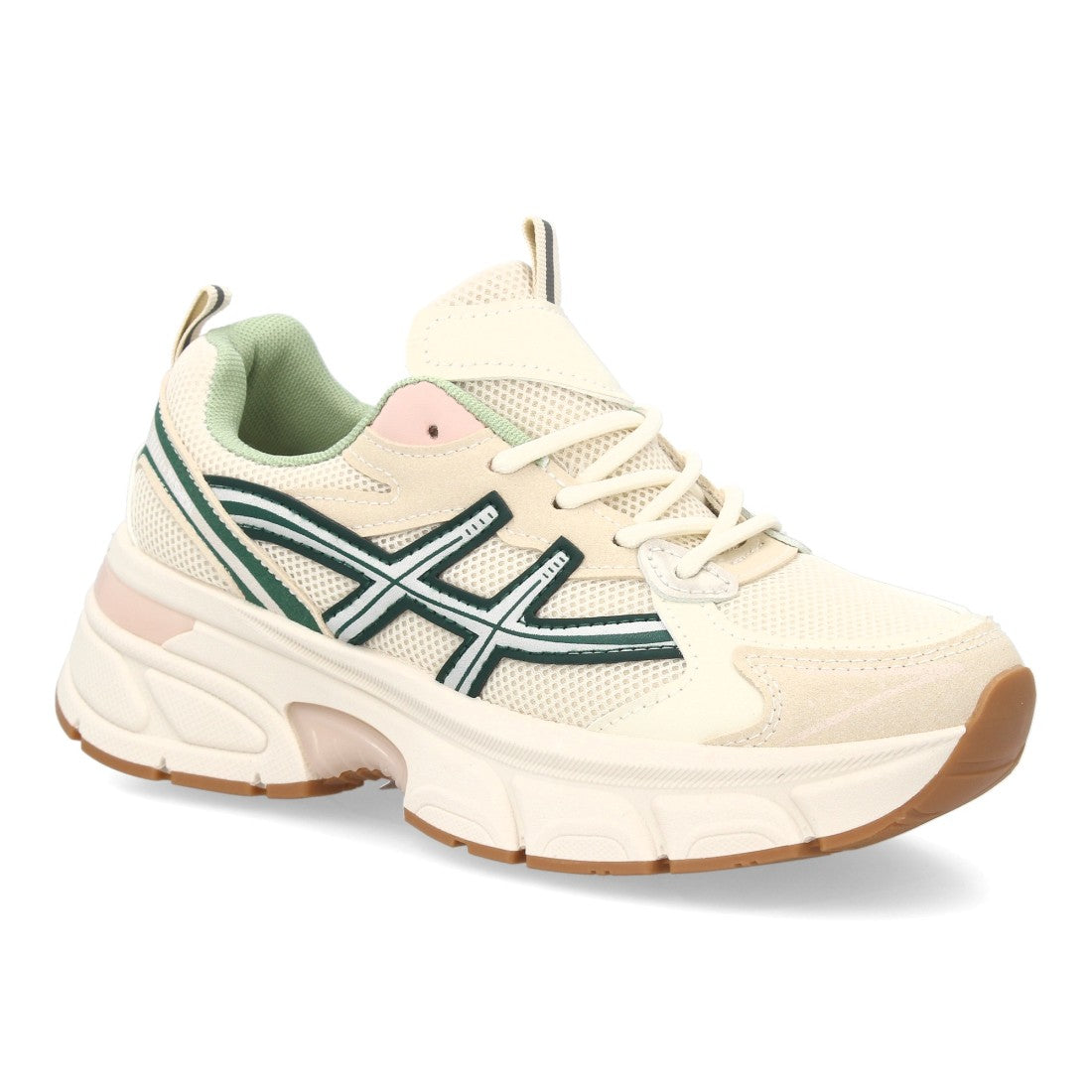 Zapatillas Deportivas Estilizadas Con Plataforma Ligera Y Cordones Para Mujer Color Verde en vista principal para mujer