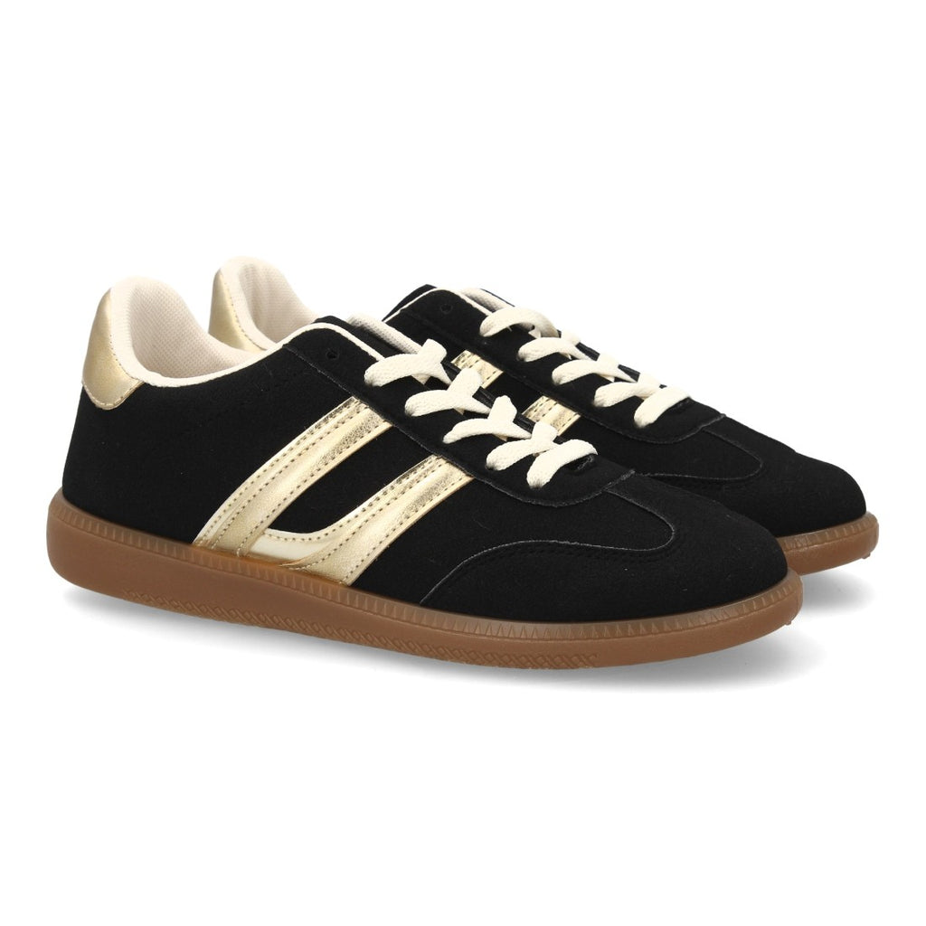 Zapatillas Deportivas Estilizadas Con Plataforma Ligera Y Cordones Para Mujer Color Negro en vista principal para mujer