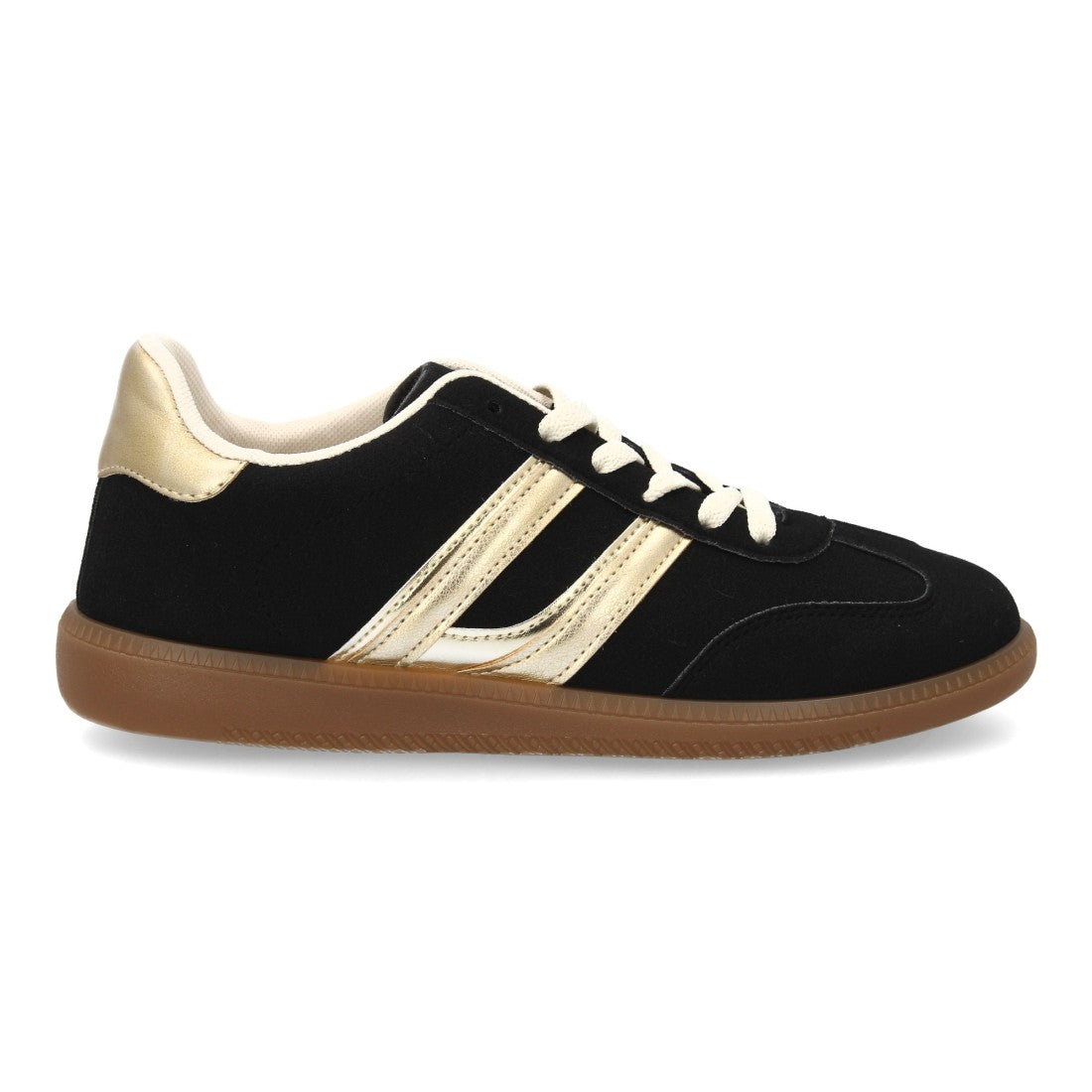 Zapatillas Deportivas Estilizadas Con Plataforma Ligera Y Cordones Para Mujer Color Negro en vista principal para mujer