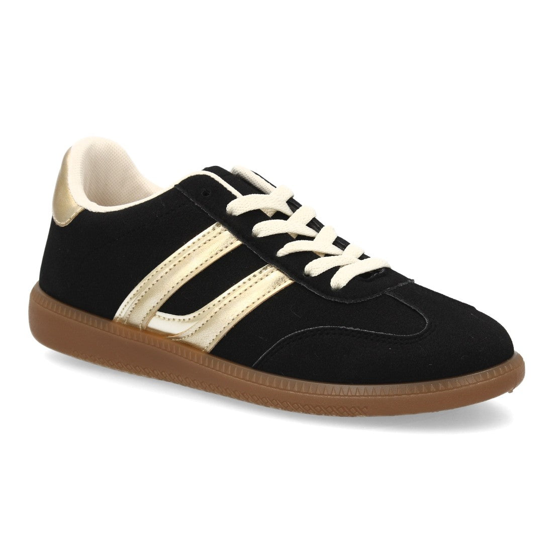 Zapatillas Deportivas Estilizadas Con Plataforma Ligera Y Cordones Para Mujer Color Negro en vista principal para mujer