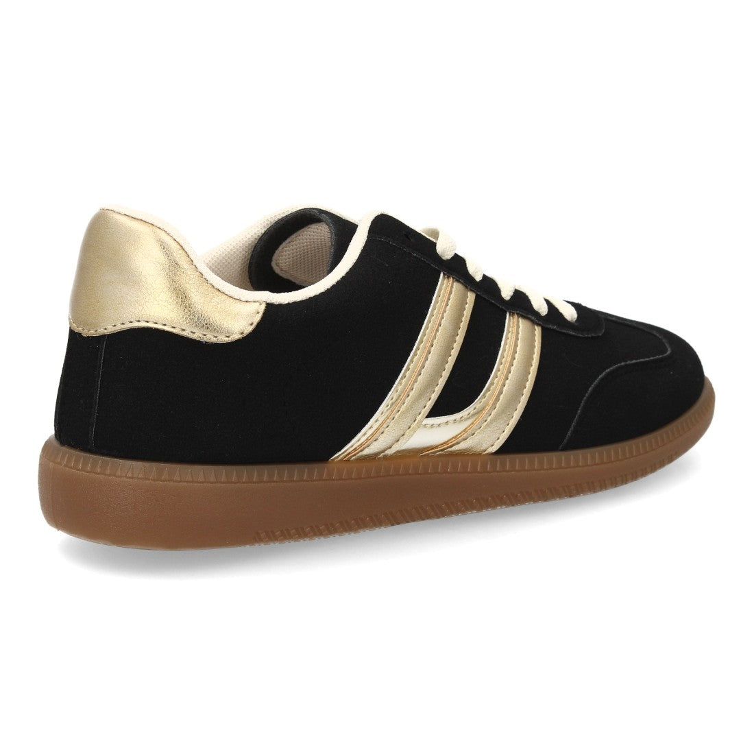 Zapatillas Deportivas Estilizadas Con Plataforma Ligera Y Cordones Para Mujer Color Negro en vista principal para mujer