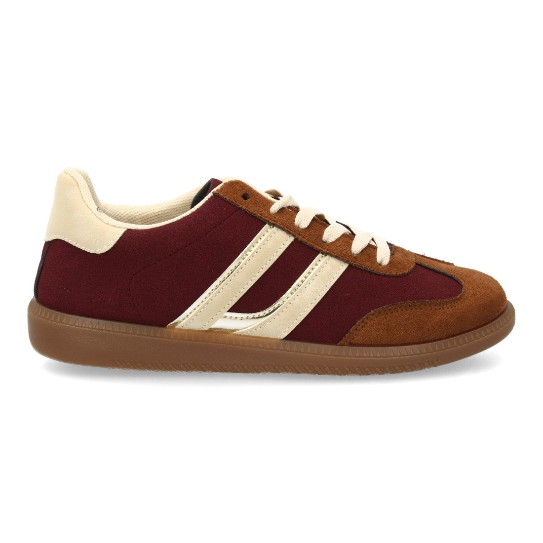 Zapatillas Deportivas Estilizadas Con Plataforma Ligera Y Cordones Para Mujer Color Burdeos en vista principal para mujer