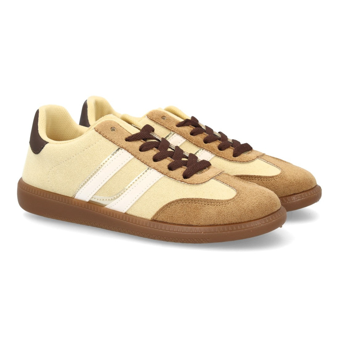 Zapatillas Deportivas Estilizadas Con Plataforma Ligera Y Cordones Para Mujer Color Amarillo en vista principal para mujer