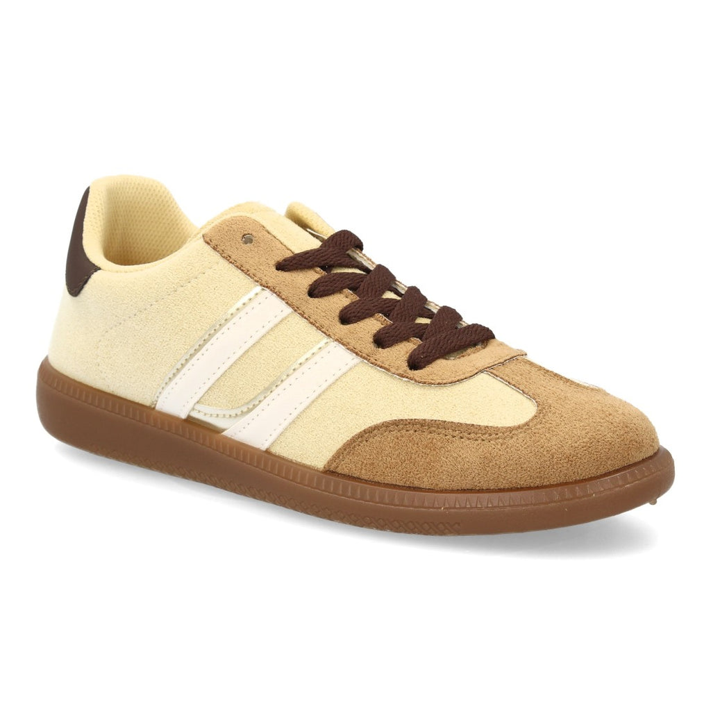 Zapatillas Deportivas Estilizadas Con Plataforma Ligera Y Cordones Para Mujer Color Amarillo en vista principal para mujer