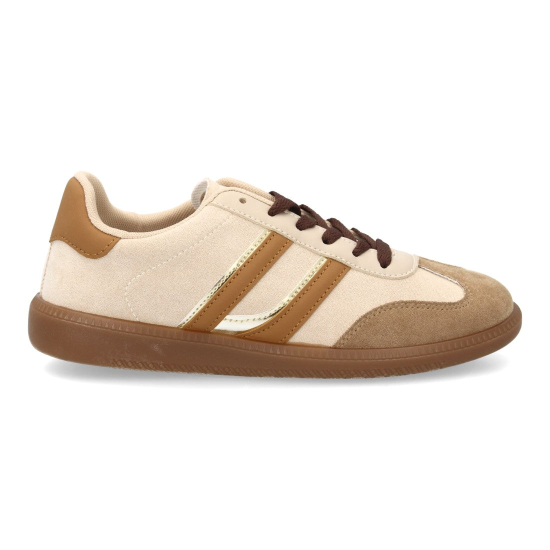 Zapatillas Deportivas Estilizadas Con Plataforma Ligera Y Cordones Para Mujer Color Beige en vista principal para mujer
