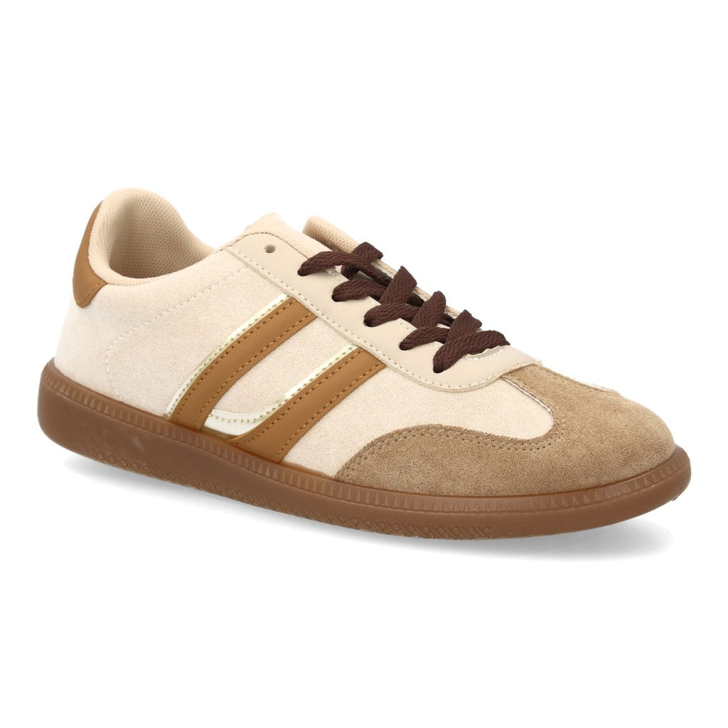 Zapatillas Deportivas Estilizadas Con Plataforma Ligera Y Cordones Para Mujer Color Beige en vista principal para mujer