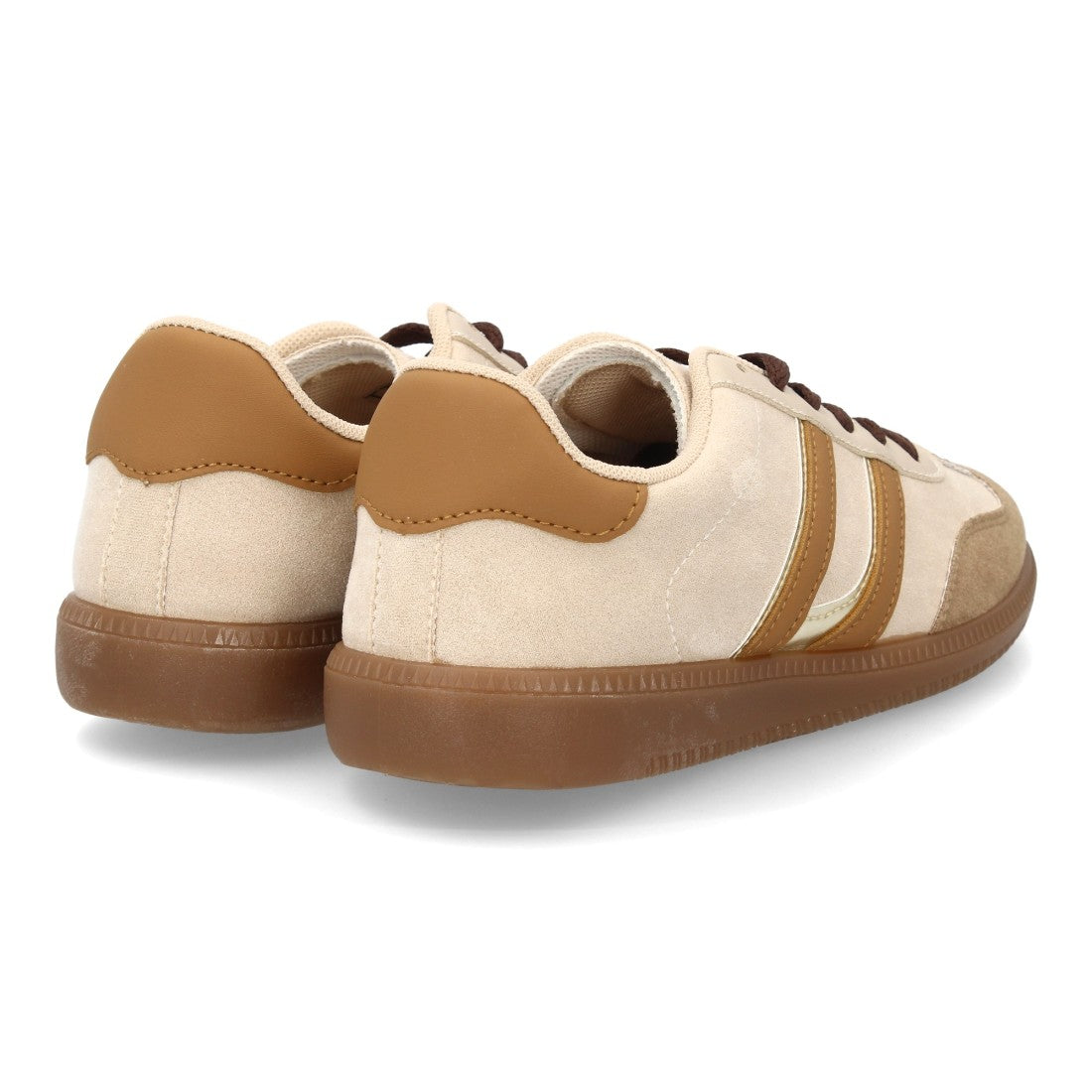 Zapatillas Deportivas Estilizadas Con Plataforma Ligera Y Cordones Para Mujer Color Beige en vista principal para mujer