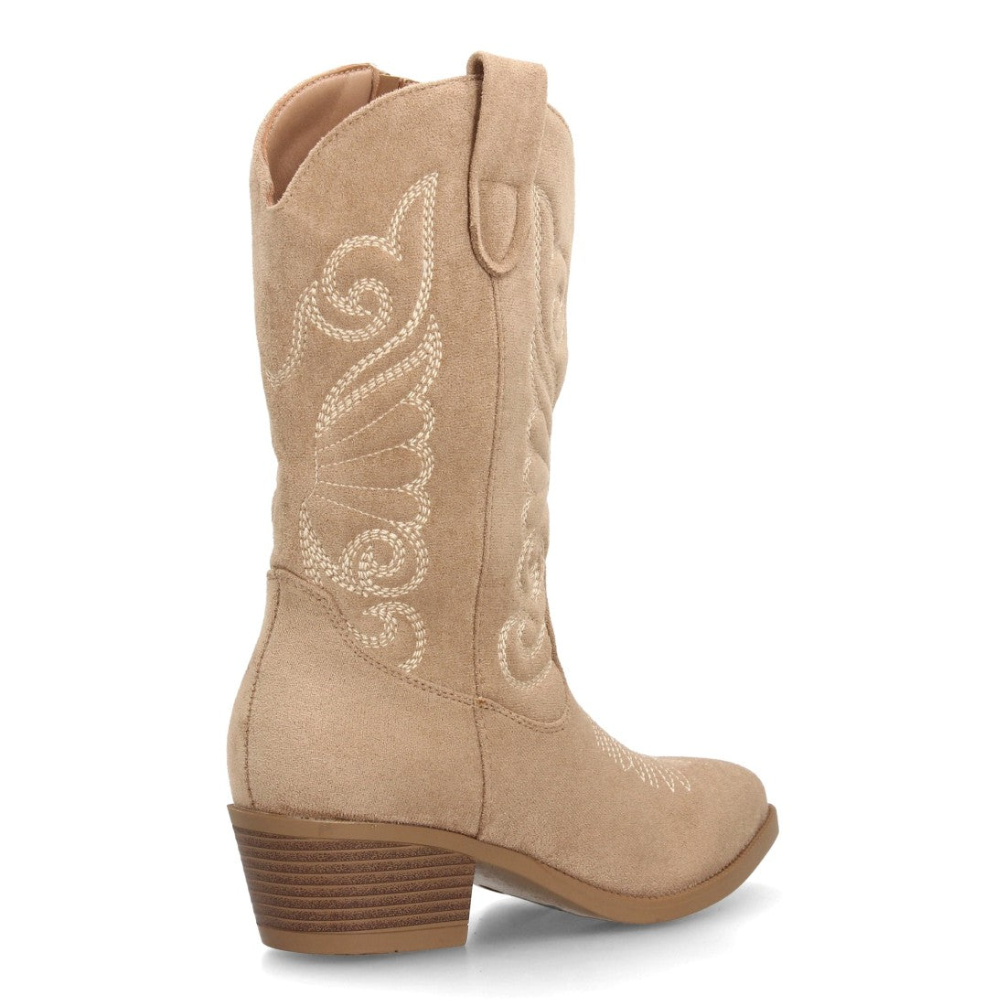 Bota alta cowboy verde kaki para mujer con bordados decorativos en la caña