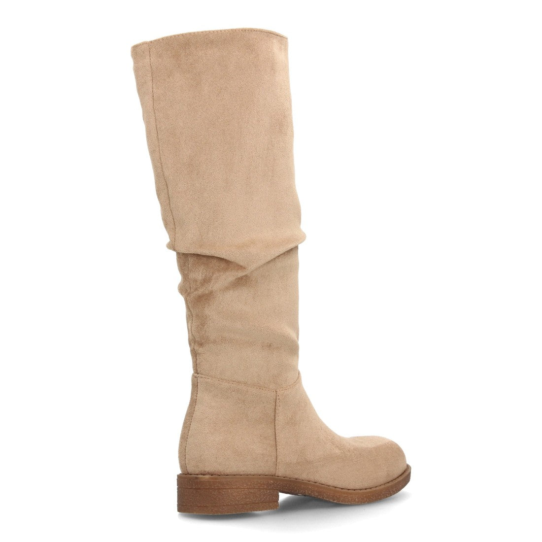 Bota alta para mujer con caña arrugada en color kaki y cremallera