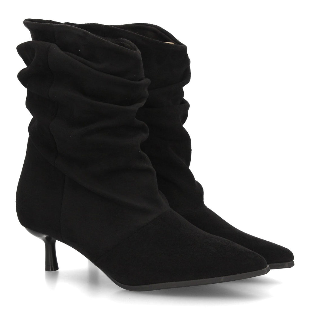 Botines Elegantes De Tacón Ancho Y Acabado Suave Para Mujer Color Negro en vista principal para mujer
