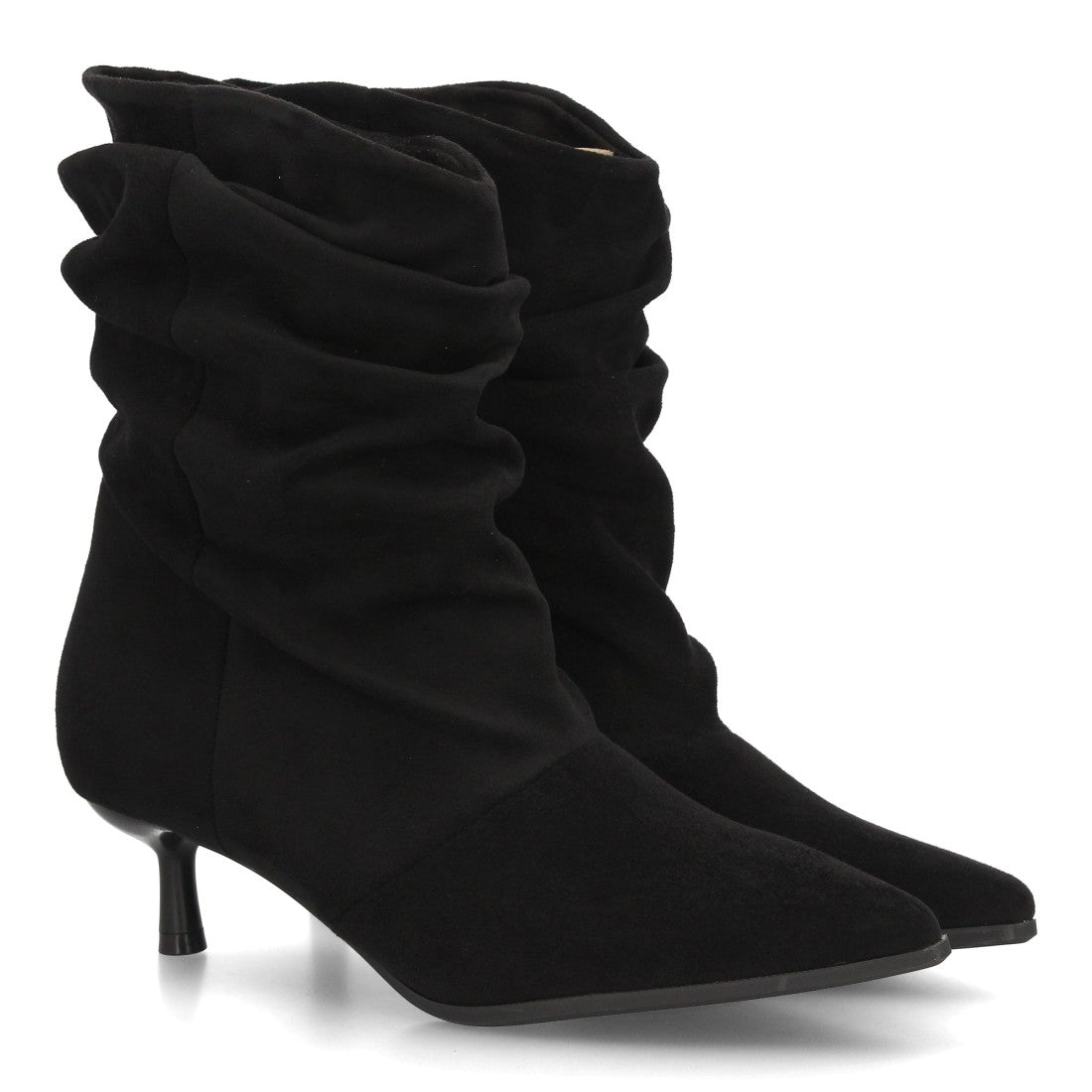 Botines Elegantes De Tacón Ancho Y Acabado Suave Para Mujer Color Negro en vista principal para mujer