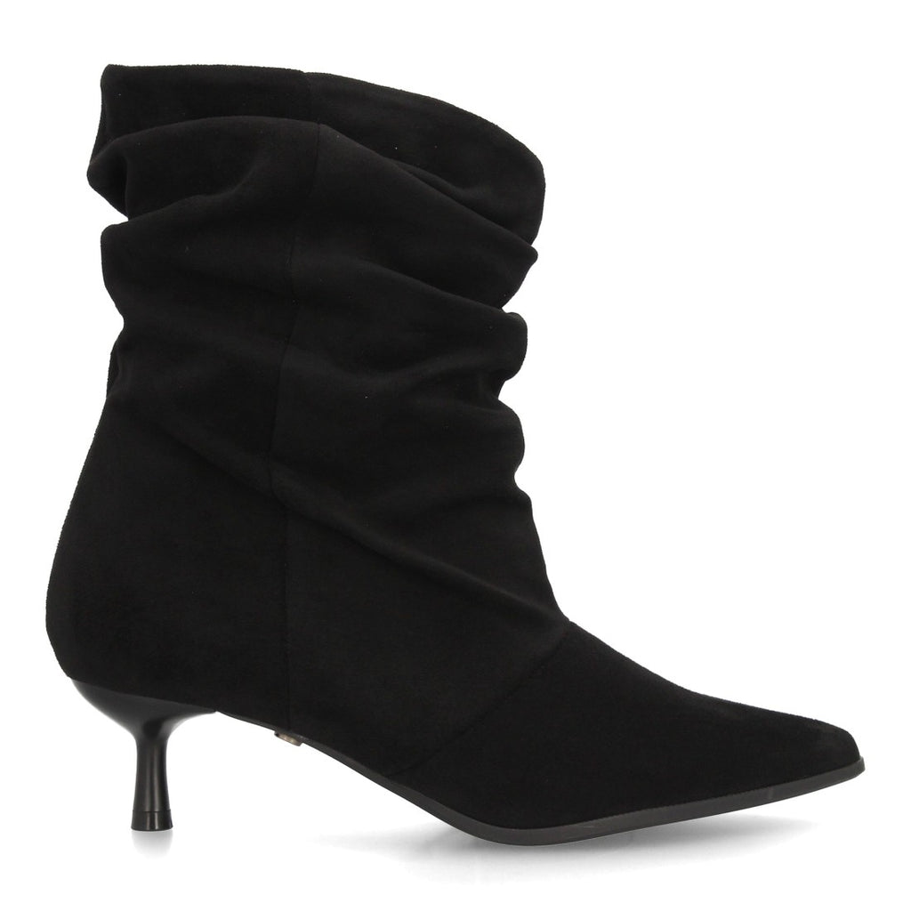 Botines Elegantes De Tacón Ancho Y Acabado Suave Para Mujer Color Negro en vista principal para mujer