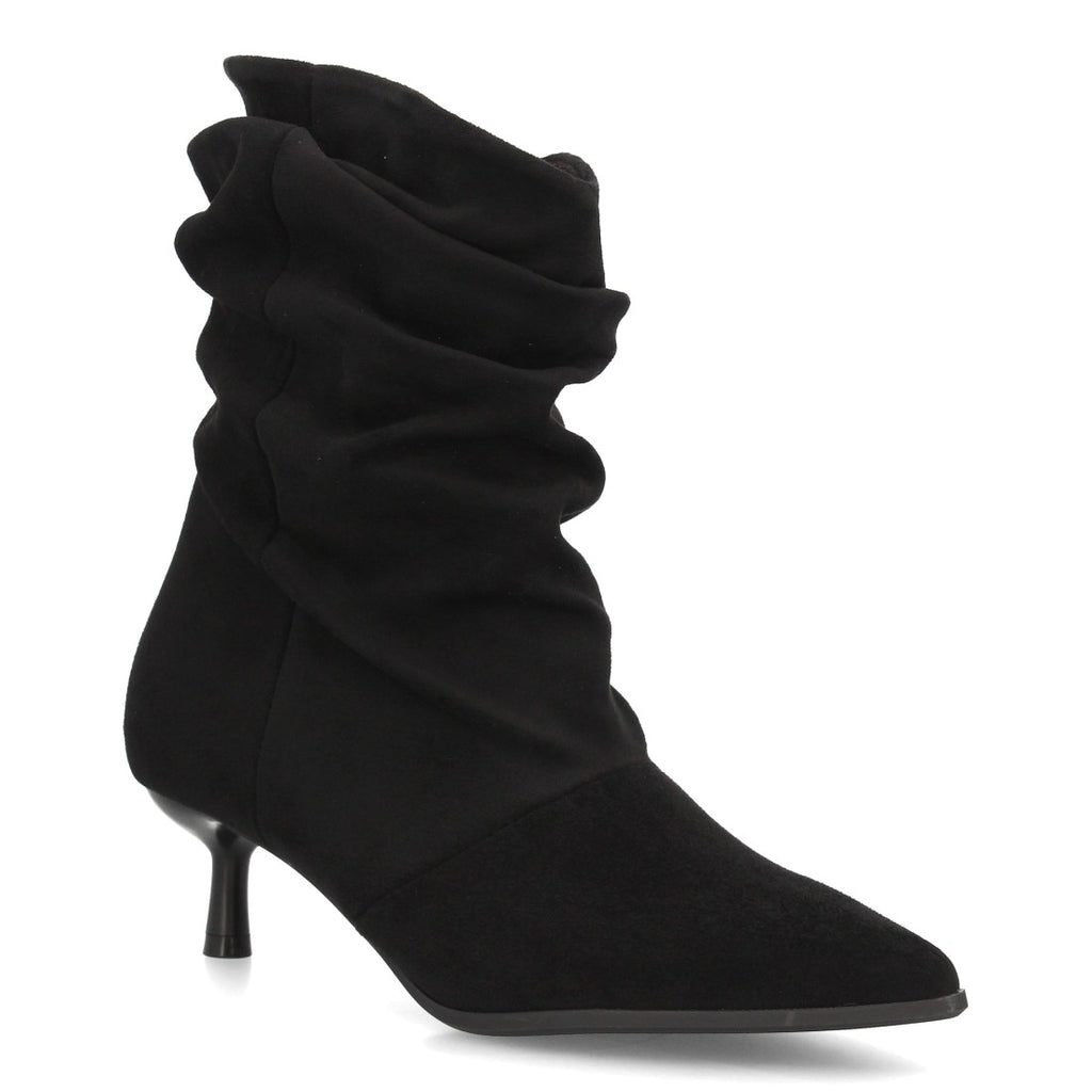 Botines Elegantes De Tacón Ancho Y Acabado Suave Para Mujer Color Negro en vista principal para mujer