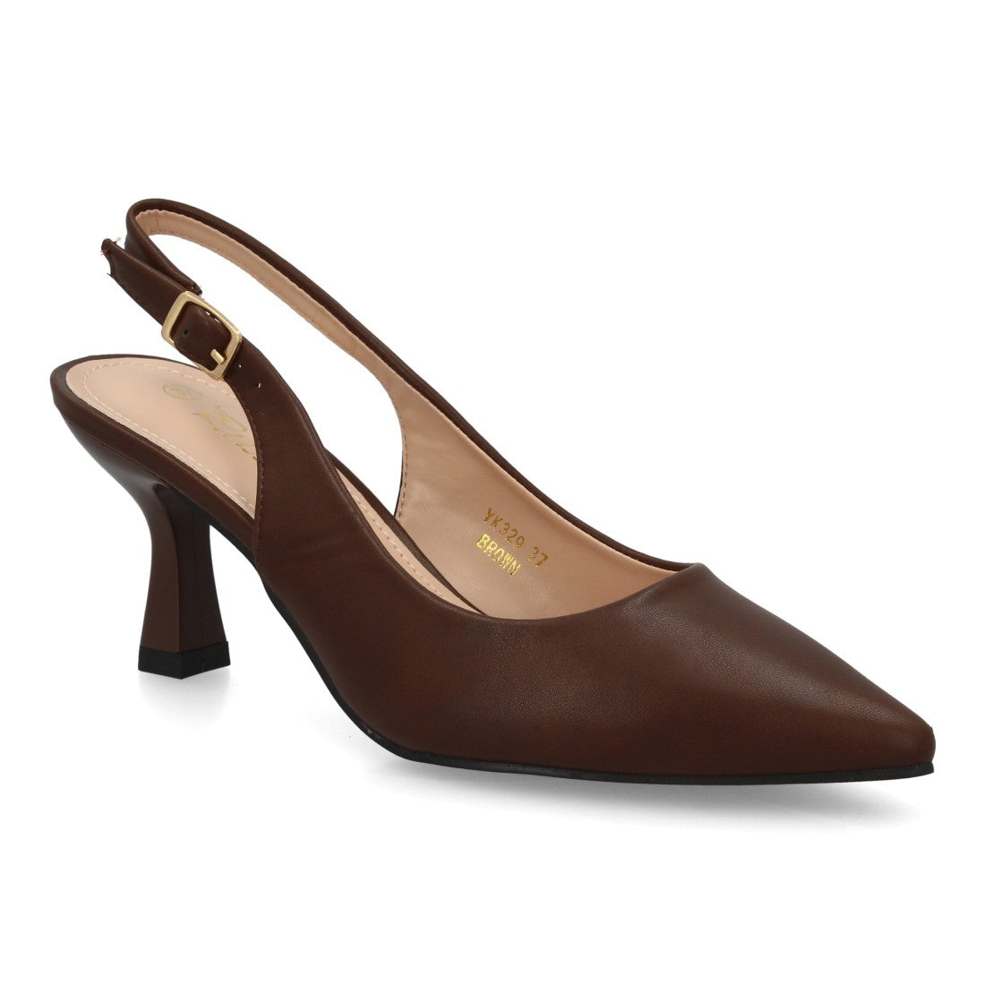 Zapatos de salón destalonados en color marrón con punta fina para mujer