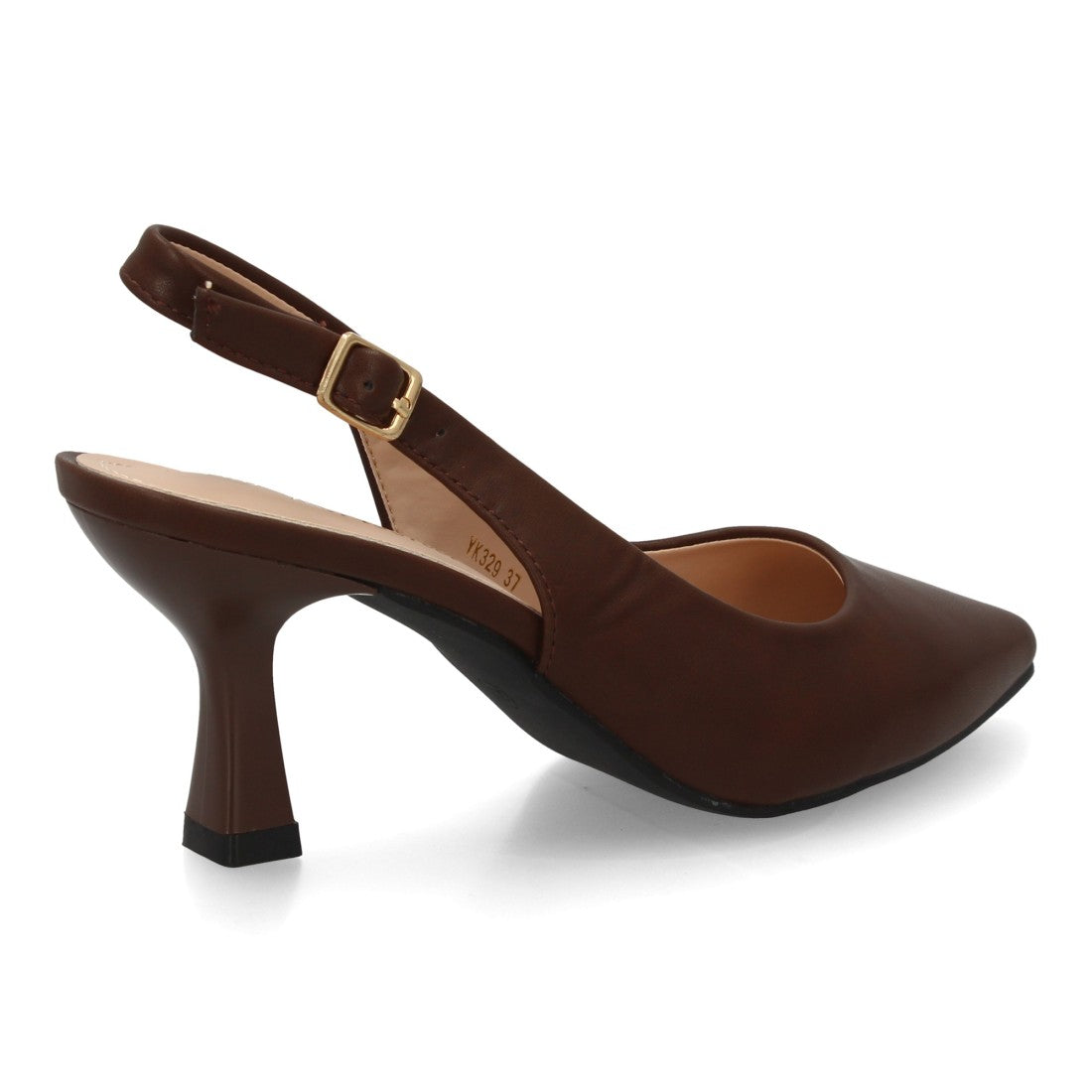 Zapatos de salón destalonados en color marrón con punta fina para mujer