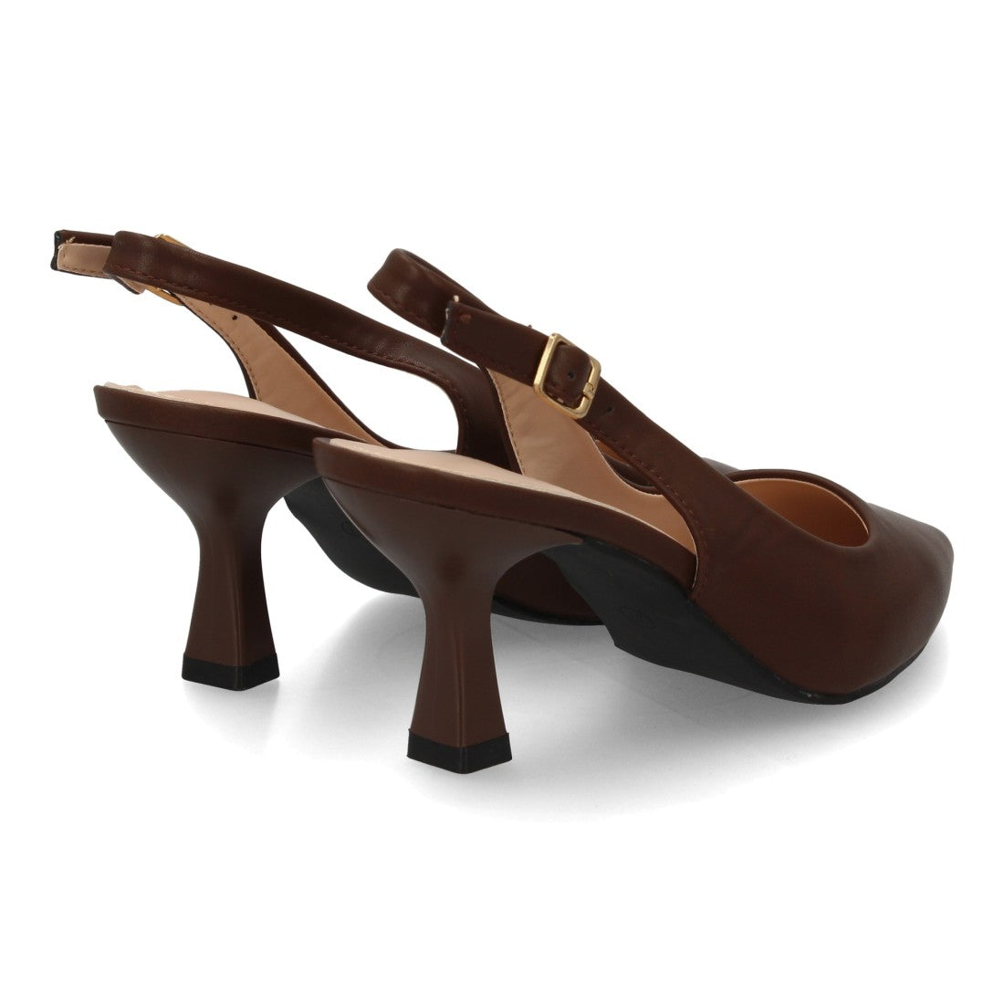 Zapatos de salón destalonados en color marrón con punta fina para mujer