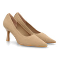 Zapatos De Salón Con Tacón Fino, Punta Afilada Y Adorno Metálico Con Suela De Gel Color Kaki en vista principal para mujer