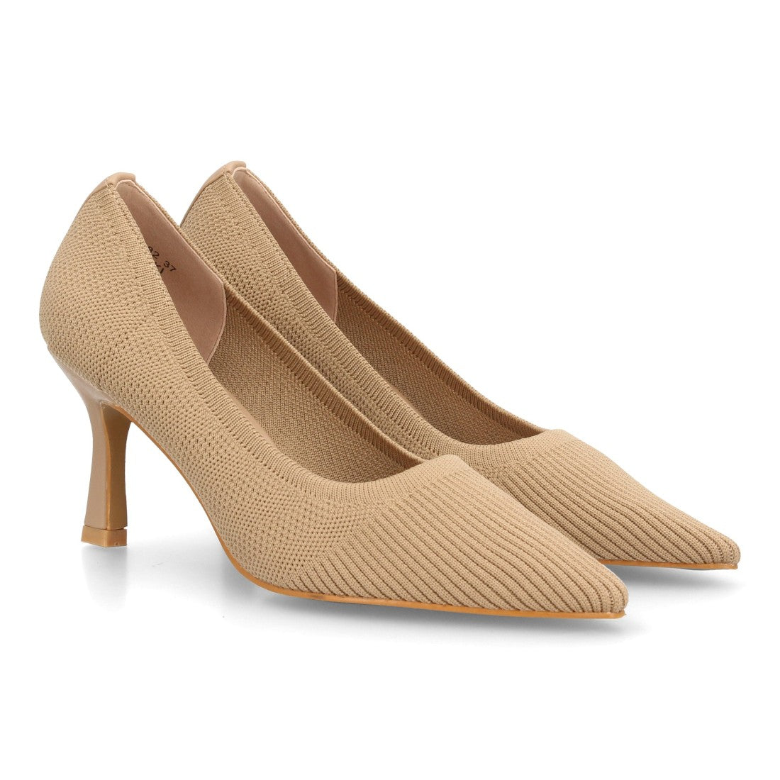 Zapatos De Salón Con Tacón Fino, Punta Afilada Y Adorno Metálico Con Suela De Gel Color Kaki en vista principal para mujer