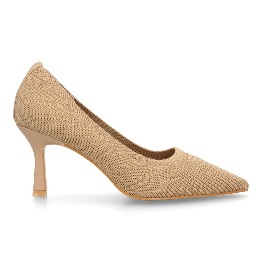 Zapatos De Salón Con Tacón Fino, Punta Afilada Y Adorno Metálico Con Suela De Gel Color Kaki en vista principal para mujer
