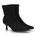 Botines negros elegantes para mujer con tacón fino y punta afilada