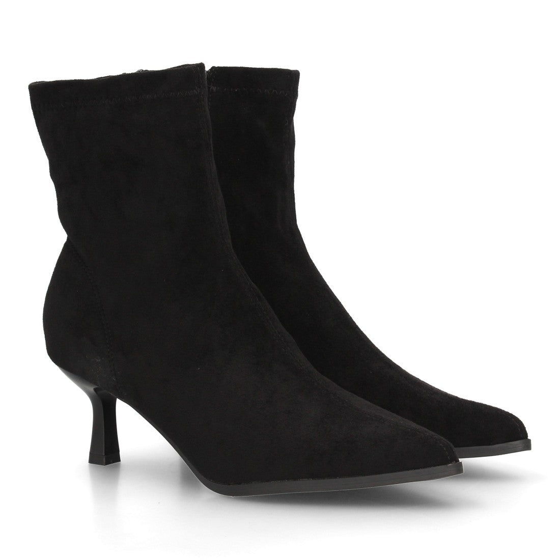 Botines negros elegantes para mujer con tacón fino y punta afilada