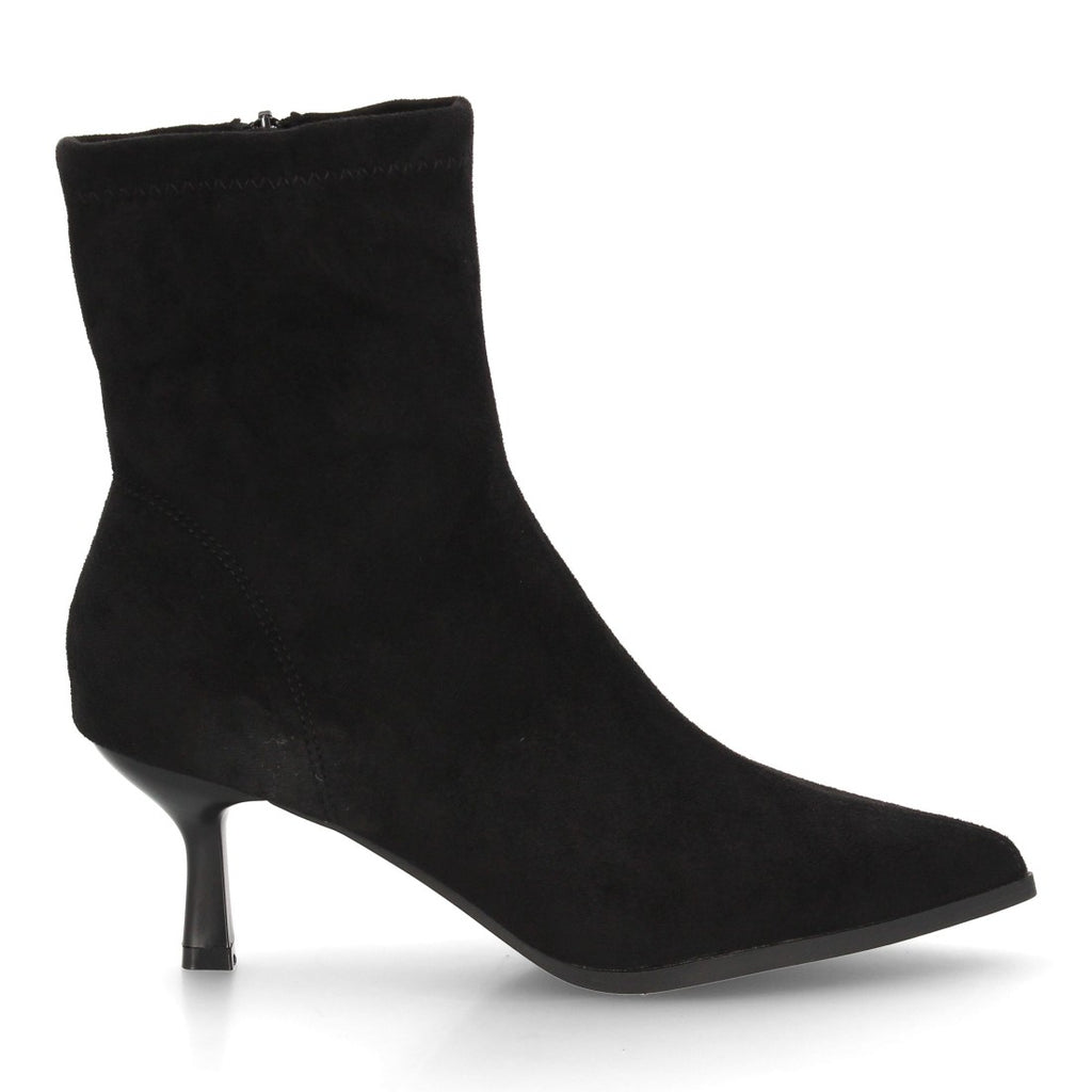 Botines negros elegantes para mujer con tacón fino y punta afilada