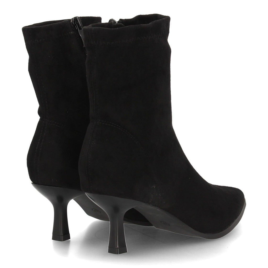Botines negros elegantes para mujer con tacón fino y punta afilada