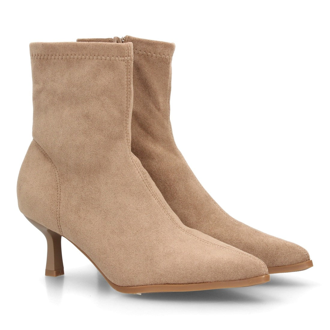 Botín elegante kaki para mujer con punta fina y tacón fino