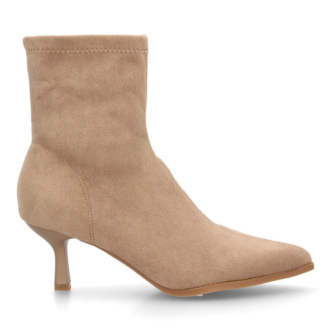 Botín elegante kaki para mujer con punta fina y tacón fino