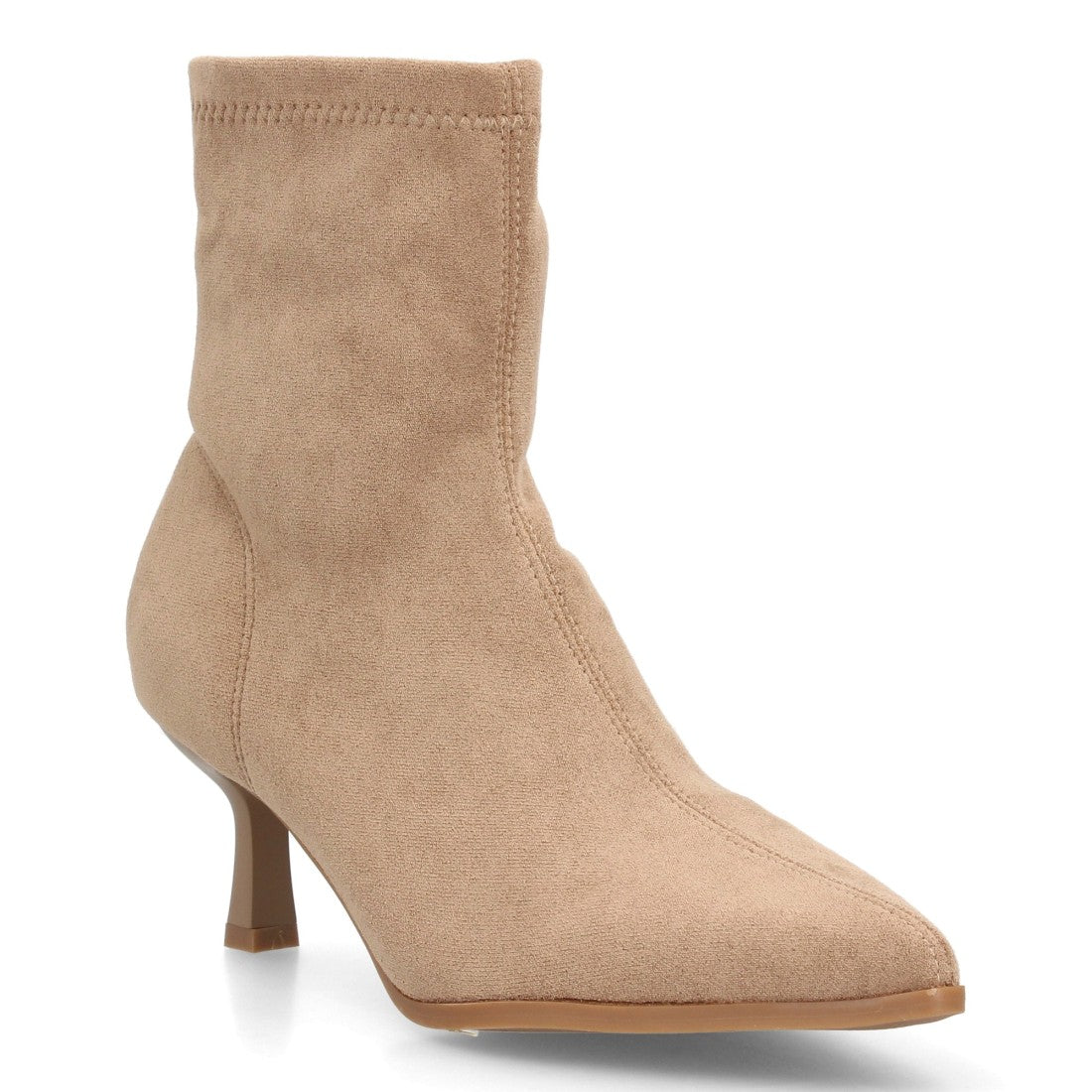 Botín elegante kaki para mujer con punta fina y tacón fino